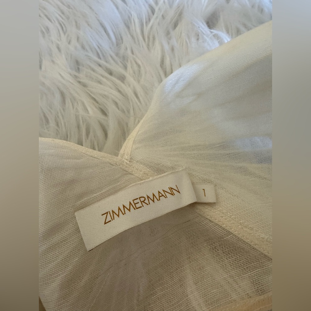 Zimmermann Rythmic Embroidered Linen Silk Top White Size 1 - Picture 2 of 6